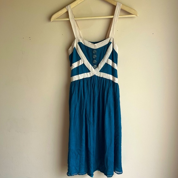 Taylor Swift - Anthropologie Burlap Blue Silk Dress - Picture 2 of 10